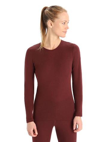 Dámské Jeden kus a sady Icebreaker Merino 175 Everyday Long Sleeve Crewe Thermal Top Červené | CZ 1168KORI